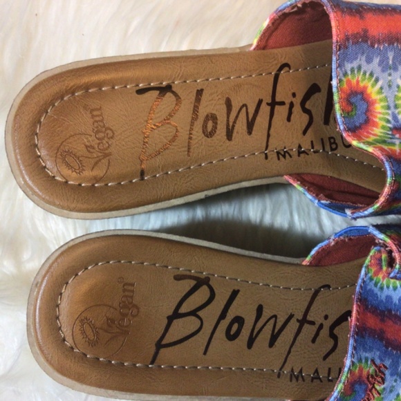 Women’s Blowfish Malibu Size 8.5 Tie-Dye Vegan Platform Slides - Picture 6 of 10